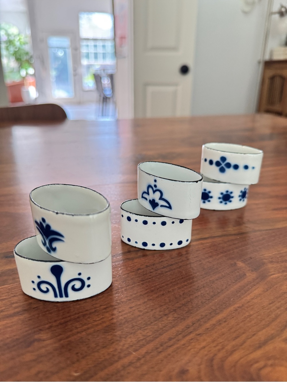 IKEA Heder Vintage Blue White Enamel Napkin Rings Katarina Brieditis (6) NOS - Picture 9 of 10